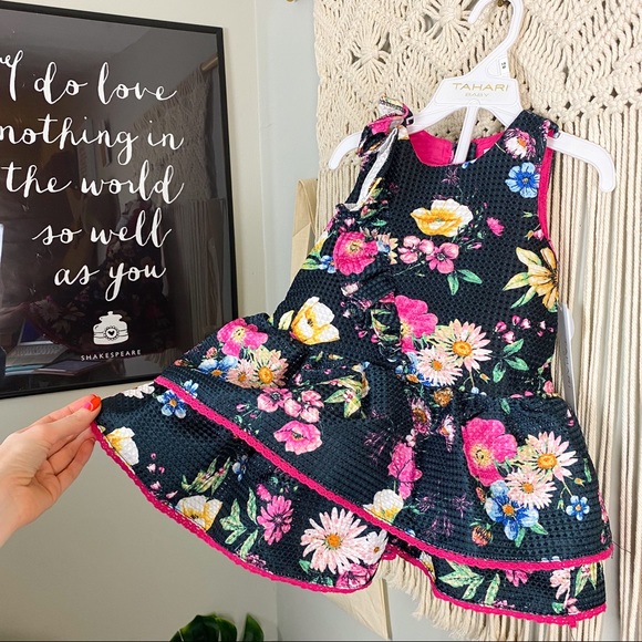 Tahari Baby NWT 2 Piece Floral Tulle Lined Sleeveless Dress Size 18 Month - Picture 2 of 14